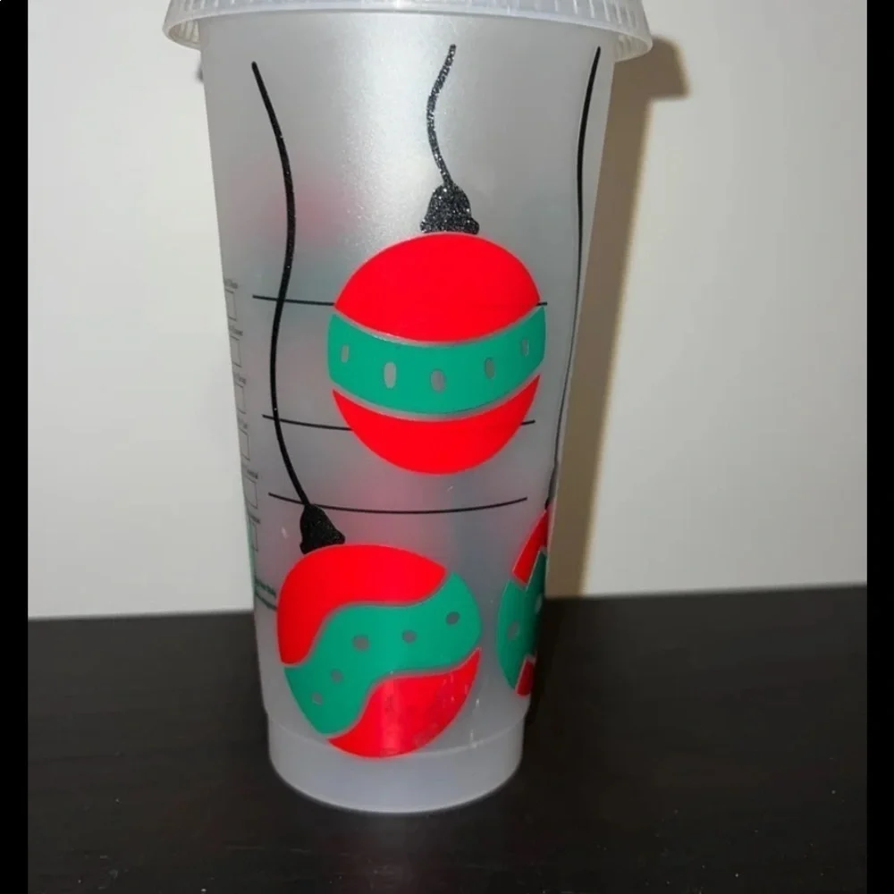Custom Starbucks 24oz cold cup Christmas balls